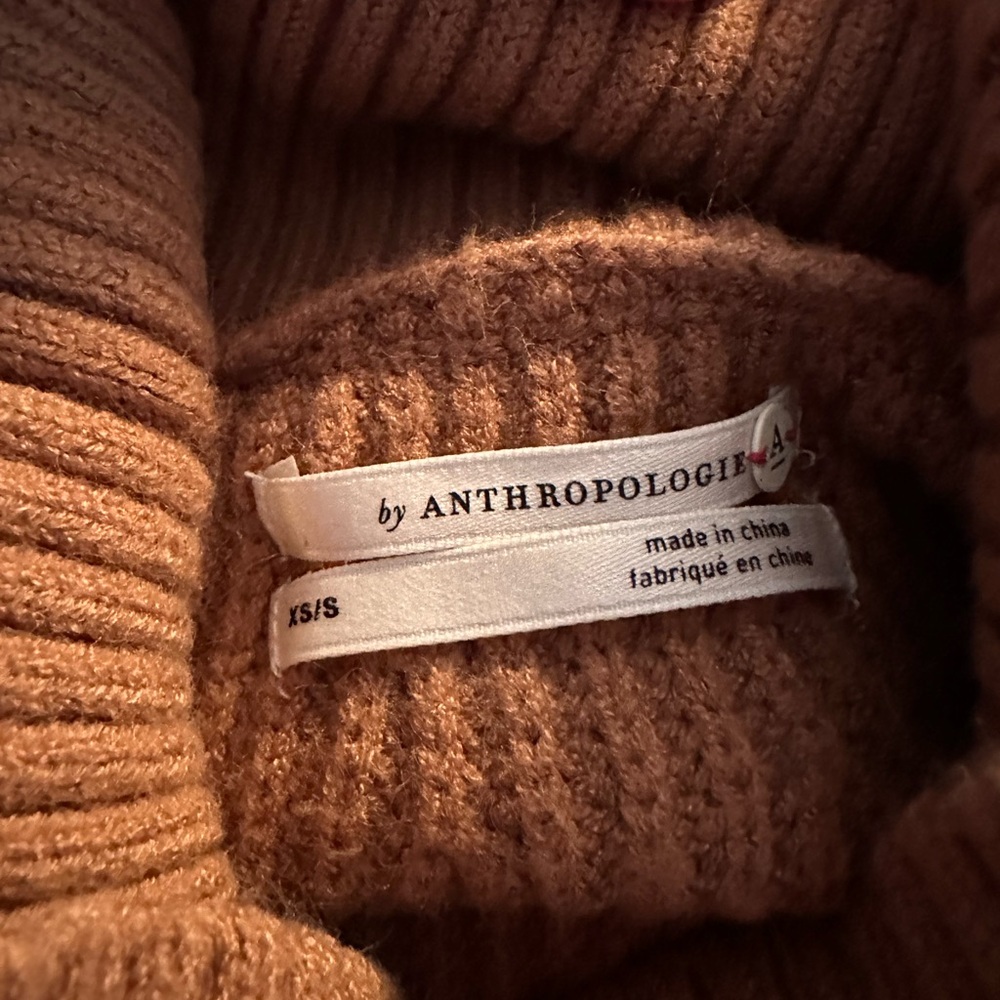 Anthropologie Cognac Bell Sleeved Sweater